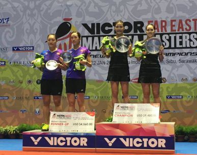 "กิ๊ฟ"จงกลพรรณ กิติธรากุล/"วิว"รวินดา ประจงใจ คว้าแชมป์ Victor Far East Malaysia Masters 2017