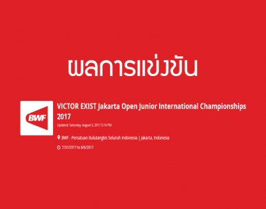 ผลการแข่งขันแบดมินตัน "จาการ์ต้า โอเพ่น จูเนียร์ อินเตอร์เนชันแนล 2017" รอบรองชนะเลิศ