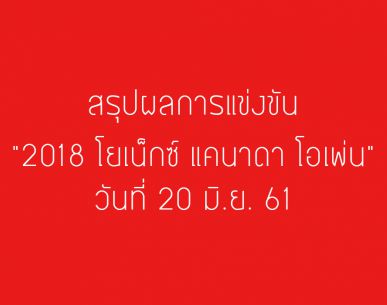 สรุปผลการแข่งขันแบดมินตัน "2018 โยเน็กซ์ แคนาดา โอเพ่น" วันที่ 20 มิ.ย. 61