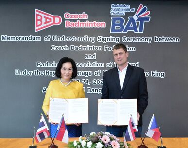 ไทย ลงนามบันทึกความร่วมมือ สาธารณรัฐเช็ก เดินหน้าพัฒนากีฬาแบดมินตัน สู่ความเป็นเลิศ