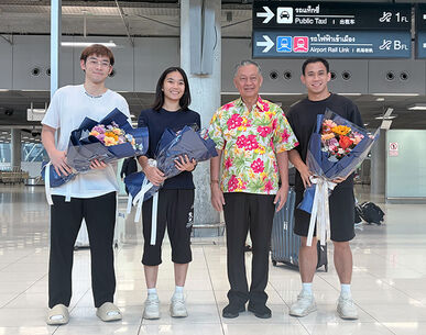 "วิว-บาส-เฟม" เดินทางกลับถึงไทยหลังคว้า 2 เหรียญศึกชิงแชมป์เอเชีย